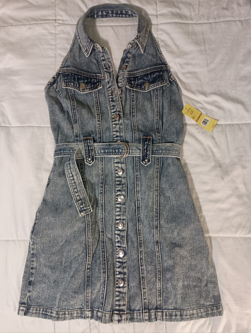 NWT Circus by Sam Edelman Halter KINETIC DENIM DRESS/Acid Wash Womens Sz 29